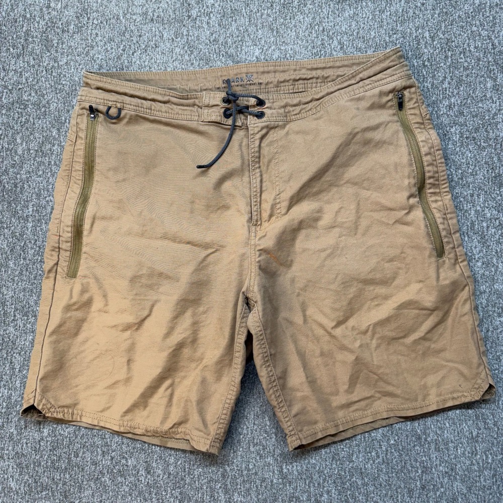 Roark Artifacts of Adventure Men Khaki Tan Board Shorts Drawstring Size 33 000